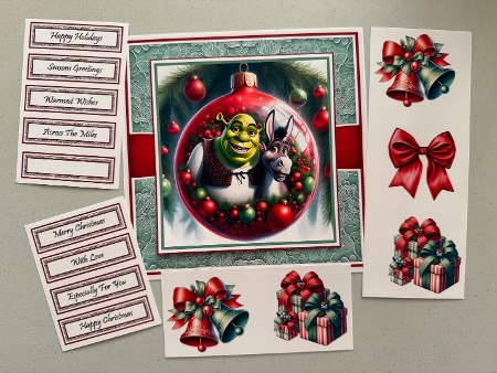 Shrek Christmas Bauble With Set Of 4 Toppers by Erika Sissons