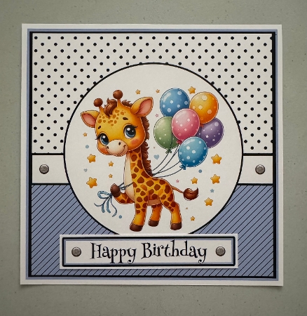 Giraffe WIith Balloons Birthday Card by Erika Sissons