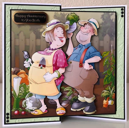 Gardening/allotment Couple 8x8 Card by Erika Sissons