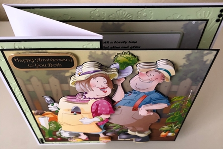 Gardening/allotment Couple 8x8 Card by Erika Sissons