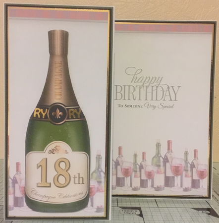 Large Dl 18th Champagne Bottle Shaped Card by Erika Sissons