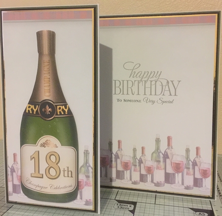 Large Dl 18th Champagne Bottle Shaped Card by Erika Sissons