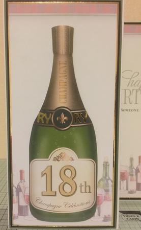 Large Dl 18th Champagne Bottle Shaped Card by Erika Sissons