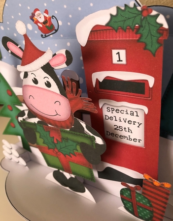 3D Pop Up Front Milly Moo Cow's Present Xmas Card Kit by Erika Sissons