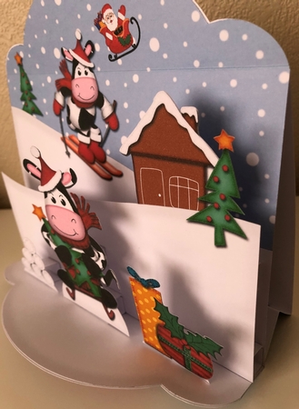 3D Pop Up Front Xmas Sledging Milly Moo Cow Card Kit by Erika Sissons