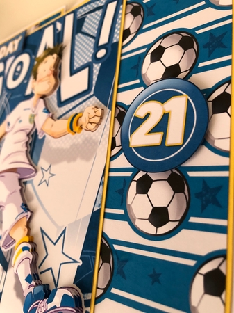 Football Dude Blue, White and Yellow 21 by Erika Sissons