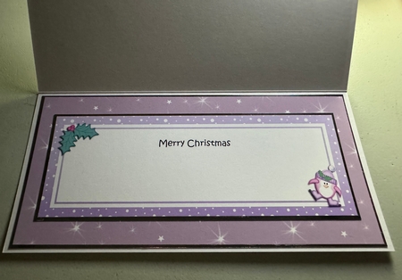 Merry Christmas Scarlett Penguins Matching Large Dl Insert by Erika Sissons