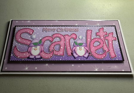 Merry Christmas Scarlett Penguins Matching Large Dl Insert by Erika Sissons