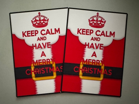 Keep Calm on Santa Suit Background by Erika Sissons