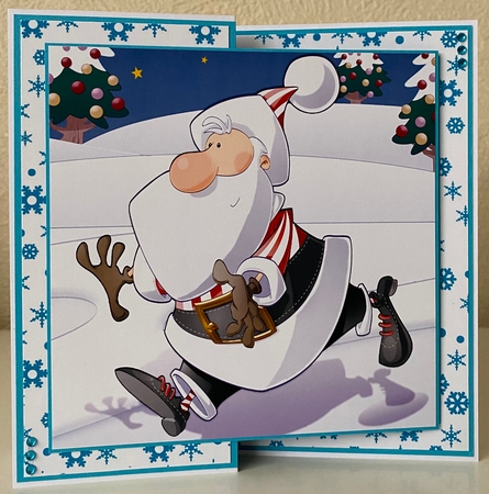 Football Santa Dude (red and White Stripes) 8x8 Quick Card by Erika Sissons