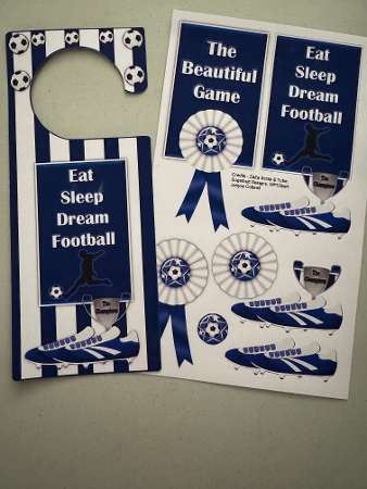 Blue N White 1 Football Door Hanger with Decoupage by Erika Sissons