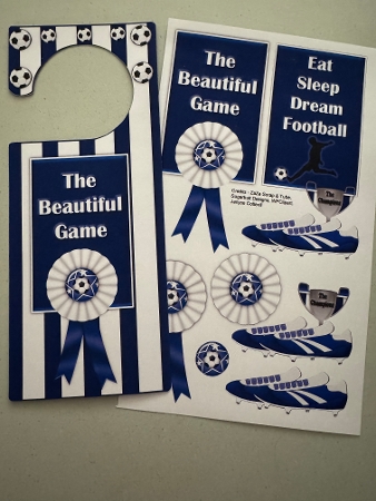 Blue N White 1 Football Door Hanger with Decoupage by Erika Sissons