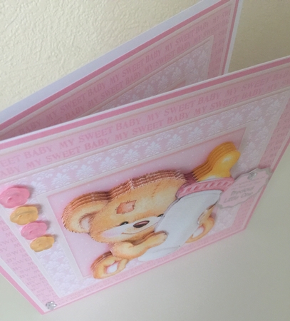 New Baby Girl Bear & Bottle 8x8 Mini Kit by Erika Sissons