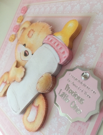 New Baby Girl Bear & Bottle 8x8 Mini Kit by Erika Sissons