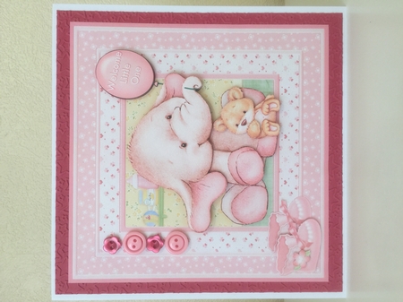New Baby Girl Elephant 8x8 Decoupage Mini Kit Birthday Ages by Erika Sissons