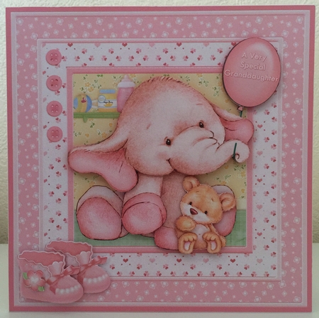 New Baby Girl Elephant 8x8 Decoupage Mini Kit Birthday Ages by Erika Sissons