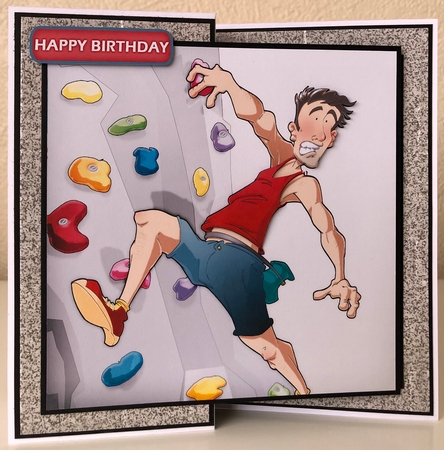 Indoor Climber Dude 8x8 Quick Card by Erika Sissons