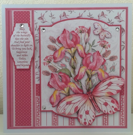 IRIS & BUTTERFLIES Pink 8x8 Floral Decoupage Mini Kit by Erika Sissons