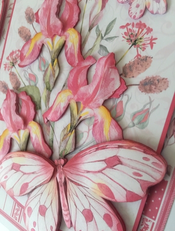 IRIS & BUTTERFLIES Pink 8x8 Floral Decoupage Mini Kit by Erika Sissons