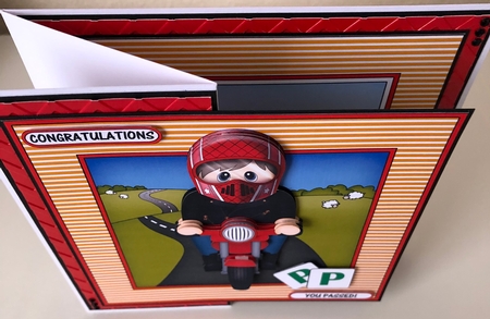 8 x 8 Mini Kit with 3d Decoupage - Older Man Rickman Rides his Motorbike by Erika Sissons