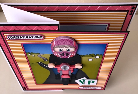 8 x 8 Mini Kit with 3d Decoupage - Older Lady Suzen Rides her Motorbike by Erika Sissons