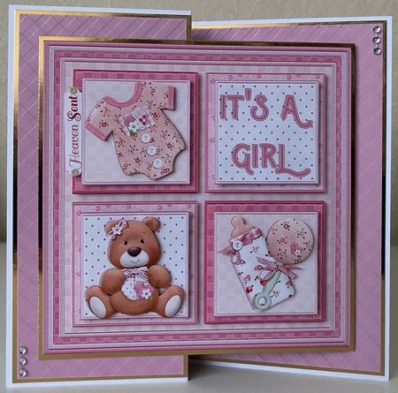 NEW BABY GIRL SQUARES 7.5 Decoupage & Insert Mini Kit by Erika Sissons