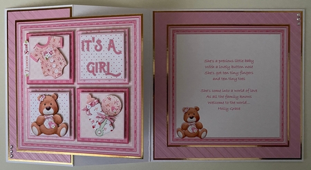 NEW BABY GIRL SQUARES 7.5 Decoupage & Insert Mini Kit by Erika Sissons