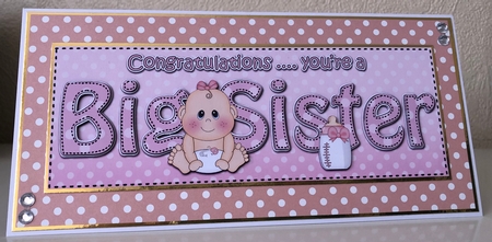 Large DL CONGRATULATIONS ... YOURE A BIG SISTER 3D decoupage by Erika Sissons