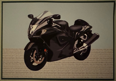 Black Motorbike decoupage insert by Erika Sissons