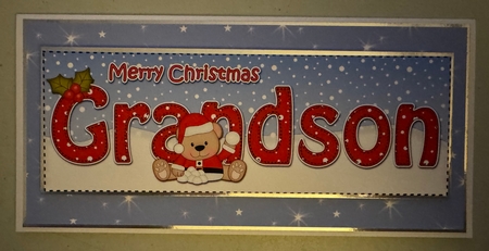 Large DL Merry Christmas GRANDSON 3D decoupage  by Erika Sissons