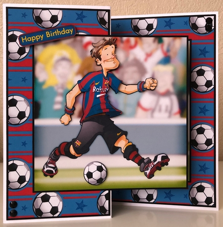 Football Dude Spanish Red and Blue 8x8 Quick Card by Erika Sissons