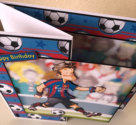 Football Dude Spanish Red and Blue 8x8 Quick Card by Erika Sissons