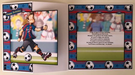 Football Dude Spanish Red and Blue 8x8 Quick Card by Erika Sissons