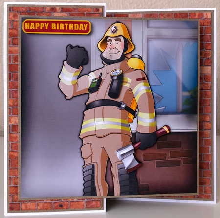 Fireman Dude Sand Uniform 8x8 Quick Card by Erika Sissons