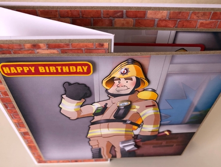 Fireman Dude Sand Uniform 8x8 Quick Card by Erika Sissons
