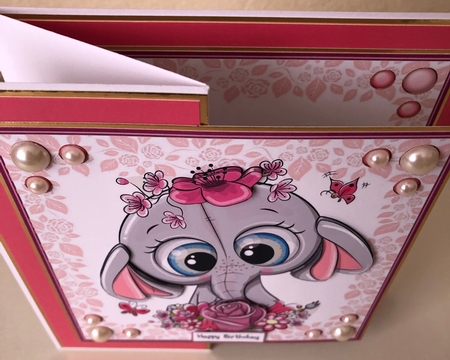 Gorgeous Pink Elephant with flowers 8x8 by Erika Sissons