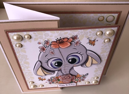 Gorgeous Orange  Elephant with flowers 8x8 by Erika Sissons