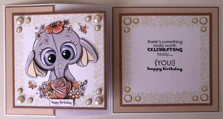 Gorgeous Orange  Elephant with flowers 8x8 by Erika Sissons