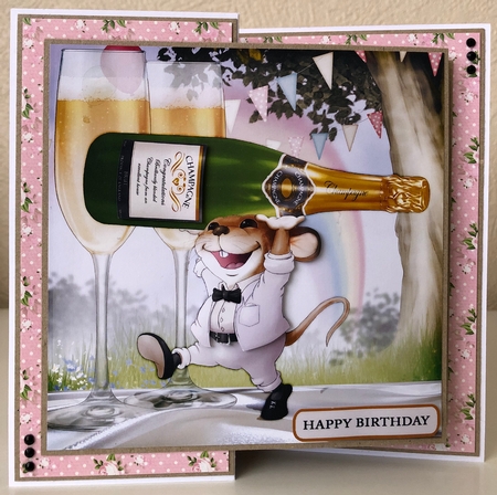 Mr Champagne Mouse 8x8 Quick Card by Erika Sissons