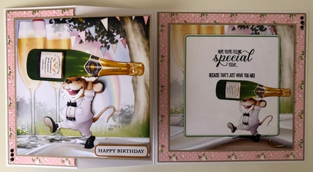 Mr Champagne Mouse 8x8 Quick Card by Erika Sissons