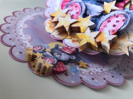 Bedtime Bear Scalloped Round Easel Card by Erika Sissons