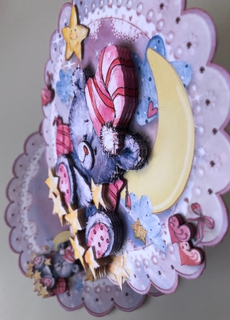 Bedtime Bear Scalloped Round Easel Card by Erika Sissons
