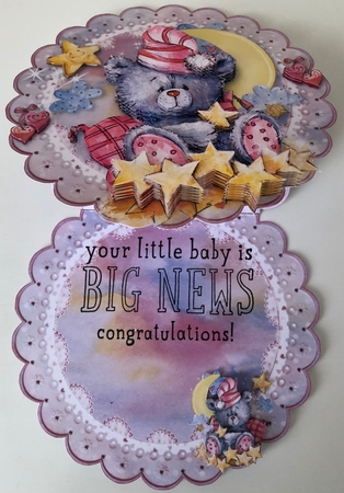 Bedtime Bear Scalloped Round Easel Card by Erika Sissons