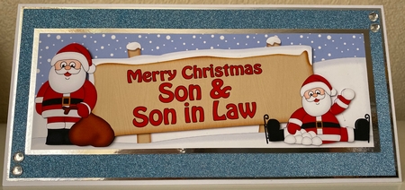Large DL Merry Christmas SON & SON IN LAW with Santa 3D decoupage by Erika Sissons