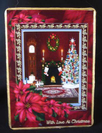 Christmas Fireside Scene with Poinsettia by Erma Thompson