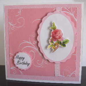 Pink Rose Square Card Topper by Ester Collins