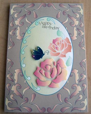 Two Roses and Butterfly by Eunice Roberts