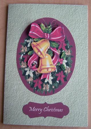 Traditional Xmas Oval Card with Step by Step Merry Christmas by Eunice Roberts