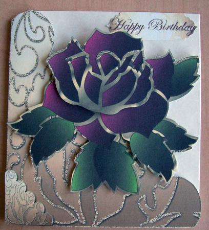Beautiful Red Rose Large Scalloped Corner Stacker by Eunice Roberts