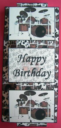 Drummer Fold Back 3 Panel Card by Eunice Roberts